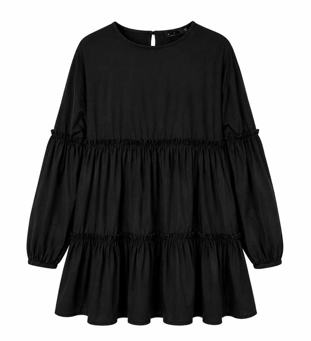 Nasty Gal Black Tiered Babydoll Dress Size 2